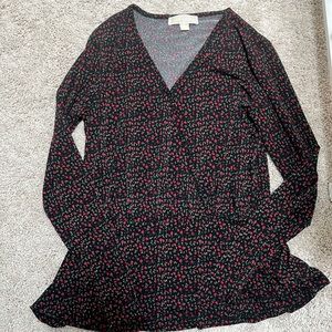 Michael Kors Peplum Cherry Long Sleeve